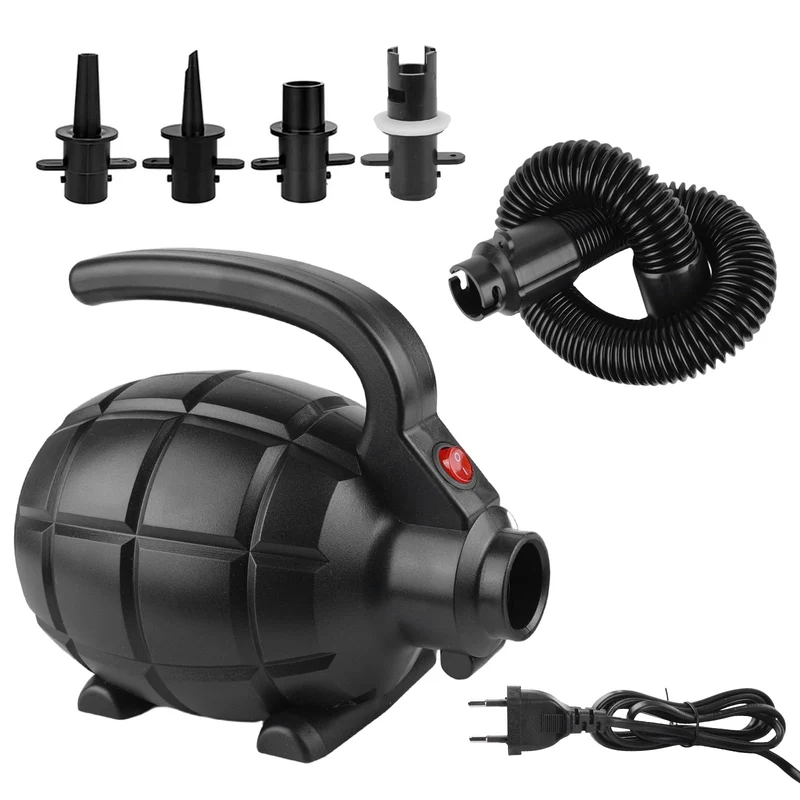 Elektrische Luftpumpe, 600W Elektrische Pumpe, Tragbare Aufblaspumpe mit 4 Luftdüse Aufblasschlauch,