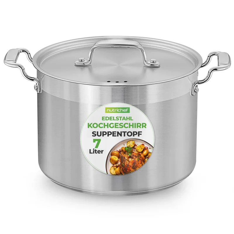 Nutrichef 8L Suppentopf, Kochtopf Gross 32.5cm, Kochtopf Induktion, Cooking Pot- für Eintöpfe & Supp