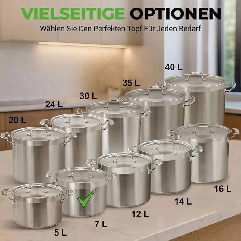 Nutrichef 8L Suppentopf, Kochtopf Gross 32.5cm, Kochtopf Induktion, Cooking Pot- für Eintöpfe & Supp