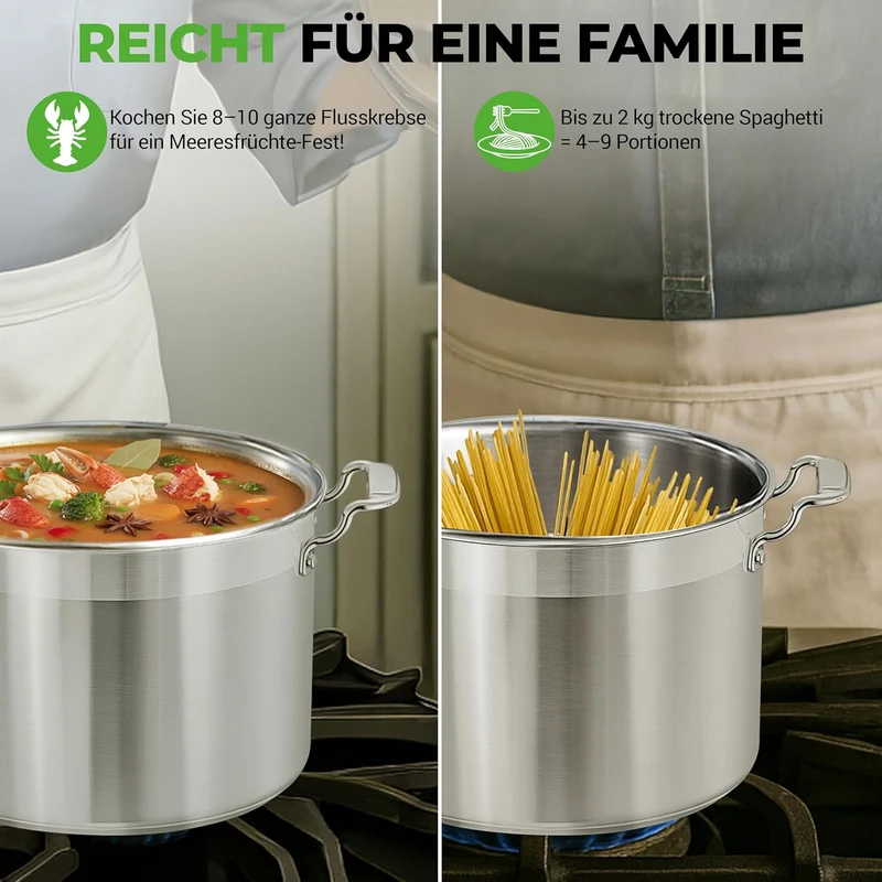 Nutrichef 8L Suppentopf, Kochtopf Gross 32.5cm, Kochtopf Induktion, Cooking Pot- für Eintöpfe & Supp