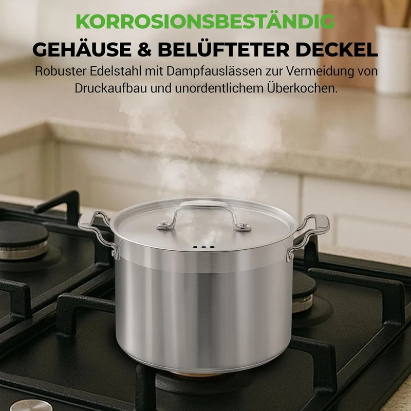 Nutrichef 8L Suppentopf, Kochtopf Gross 32.5cm, Kochtopf Induktion, Cooking Pot- für Eintöpfe & Supp