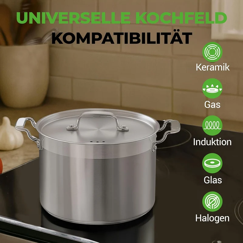 Nutrichef 8L Suppentopf, Kochtopf Gross 32.5cm, Kochtopf Induktion, Cooking Pot- für Eintöpfe & Supp