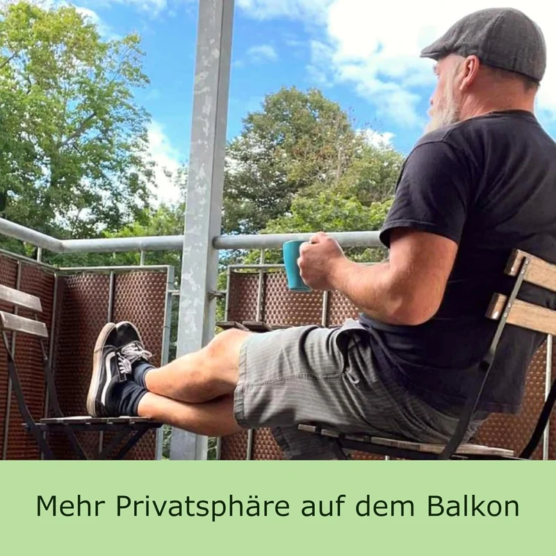 workingHOUSE Balkon Sichtschutz Meterware 70 cm – Polyrattan Balkonverkleidung in Dunkelbraun, wette