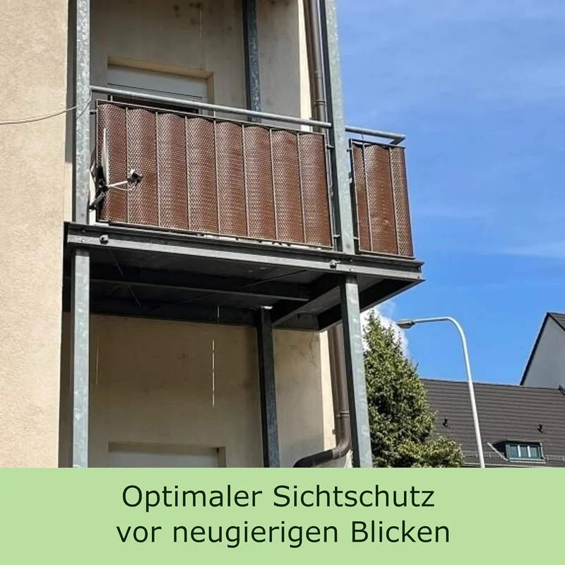 workingHOUSE Balkon Sichtschutz Meterware 70 cm – Polyrattan Balkonverkleidung in Dunkelbraun, wette