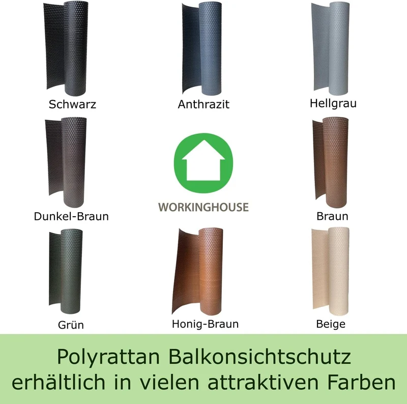 workingHOUSE Balkon Sichtschutz Meterware 70 cm – Polyrattan Balkonverkleidung in Dunkelbraun, wette