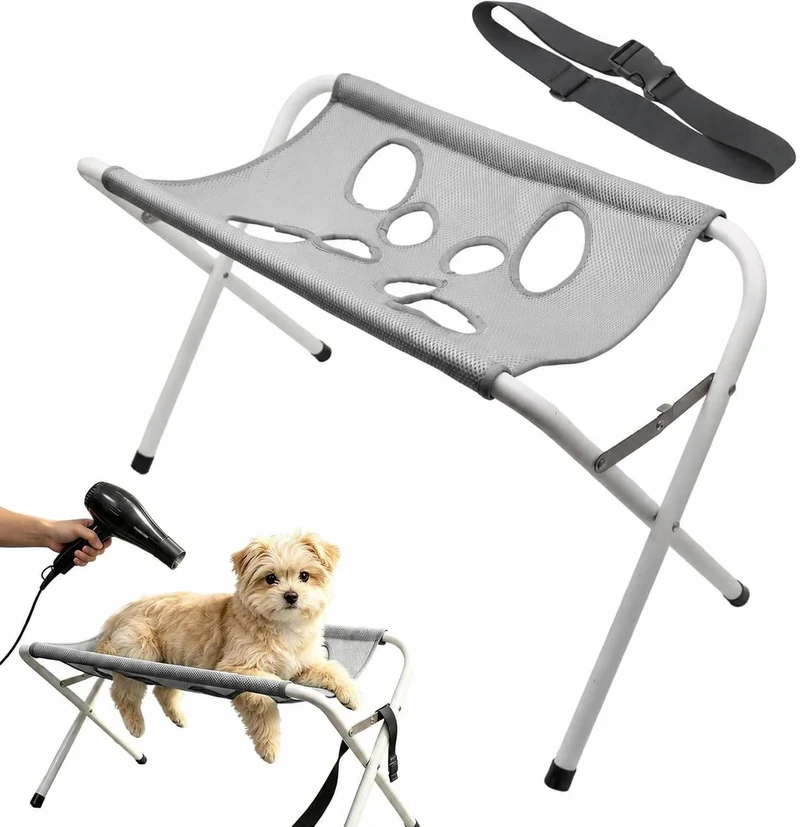 Pflegetisch für Haustiere, Hundebadetisch, 8 bissfeste Löcher Tierpflege-Hängematte mit Ständer, Abn