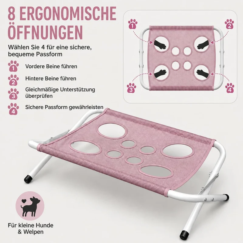 Pflegetisch für Haustiere, Hundebadetisch, 8 bissfeste Löcher Tierpflege-Hängematte mit Ständer, Abn