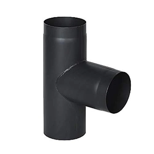 rg-vertrieb Ofenrohr T-Stück Ø 150 mm – 2mm Stahlrohr Rauchrohr Abgasrohr Kaminrohr Senotherm Schwar