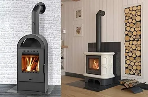 rg-vertrieb Ofenrohr T-Stück Ø 150 mm – 2mm Stahlrohr Rauchrohr Abgasrohr Kaminrohr Senotherm Schwar