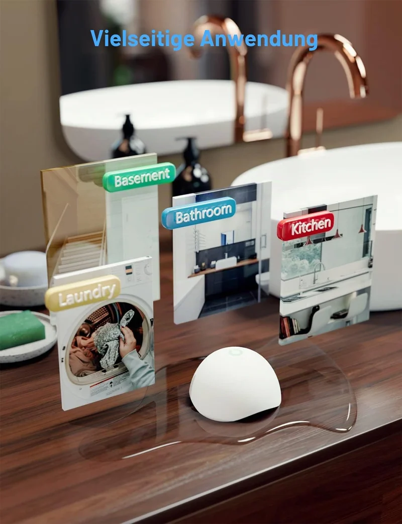 Meross Smart Wassermelder WLAN Wasseralarm 3St. für HomeKit, Wassersensor mit Hub kompatibel mit App