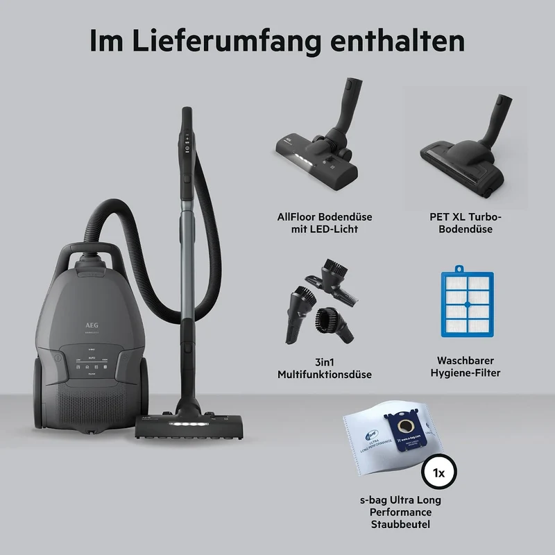 AEG Animal 8000 Staubsauger mit Beutel, Testsieger der Stiftung Warentest, hohe Saugleistung, Auto-M
