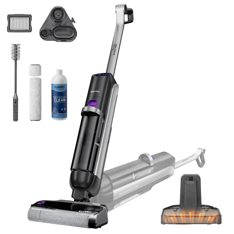 Eureka RapidWash NEW630 Nass Trockensauger Kabelloser Staubsauger mit 170° Neigung,50°C Heisslufttro