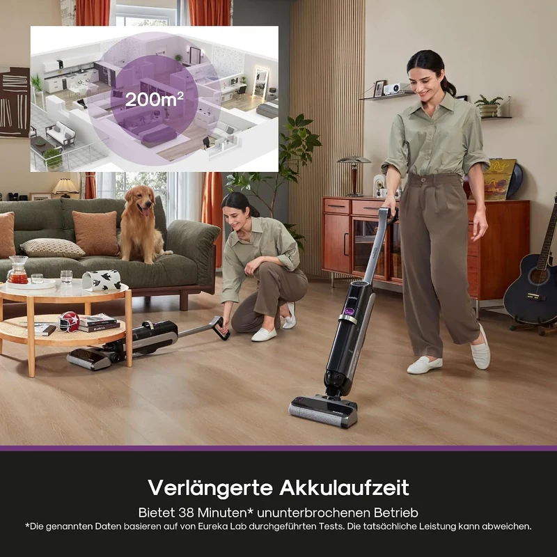 Eureka RapidWash NEW630 Nass Trockensauger Kabelloser Staubsauger mit 170° Neigung,50°C Heisslufttro
