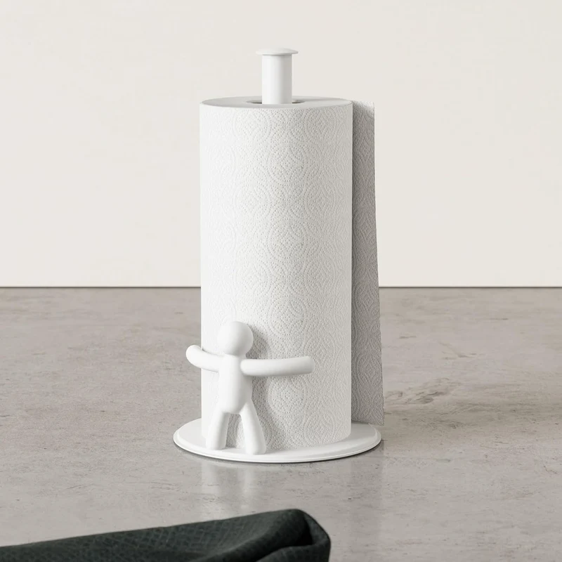 Umbra Buddy Küchenrollenhalter Weiss stehend, Zewa Rollenhalter und Papierrollenhalter für Küchentüc