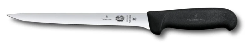 Victorinox Fibrox Filetiermesser, Scharfes Küchenmesser für Fleisch und Fisch, 20 cm, Gerade Klinge,