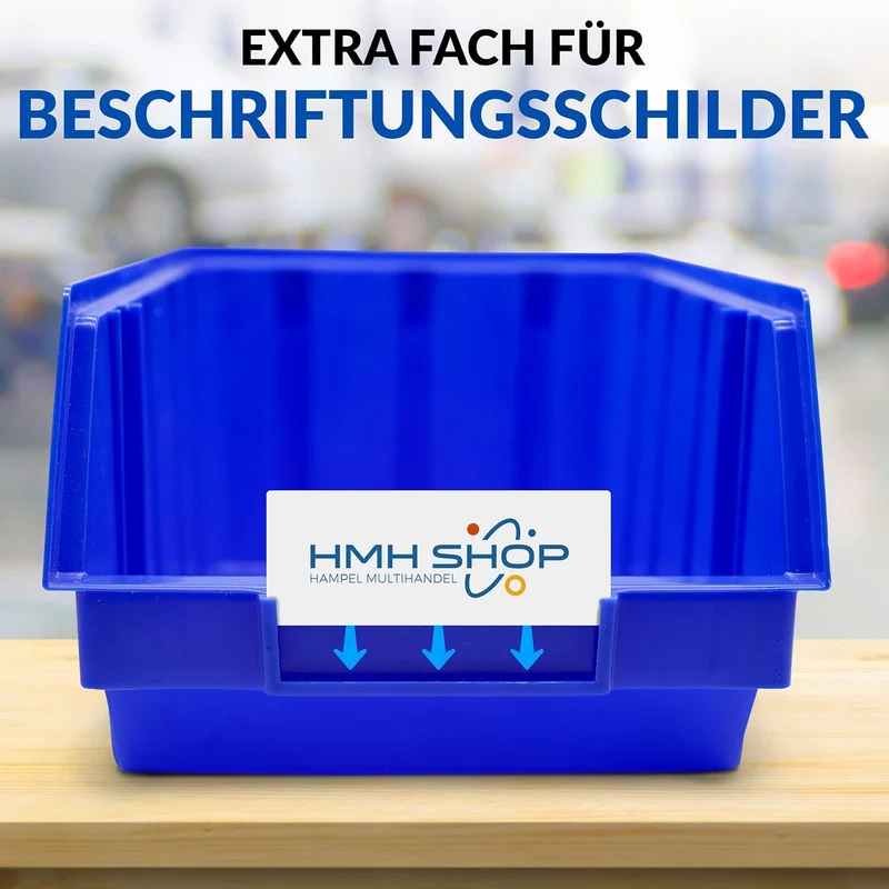 15x Stapelboxen Blau Grösse 4 Werkstatt Garage Keller Sichtlagerboxen (LxBxH) 340x222x157mm Lagerbox