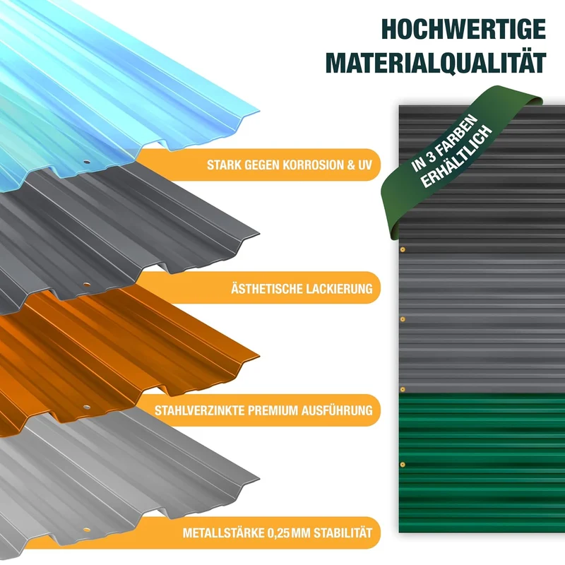 KESSER® 12x Profilblech Trapezblech 129cm x 45cm = 7 m² - Dachblech für Gerätehaus, Dachplatten Verz
