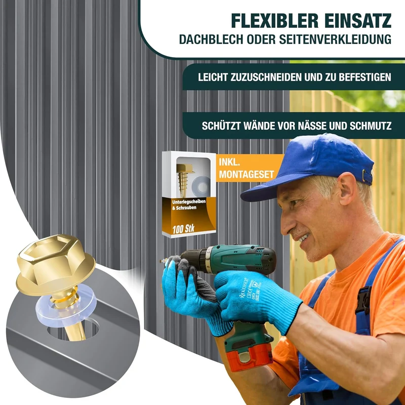 KESSER® 12x Profilblech Trapezblech 129cm x 45cm = 7 m² - Dachblech für Gerätehaus, Dachplatten Verz