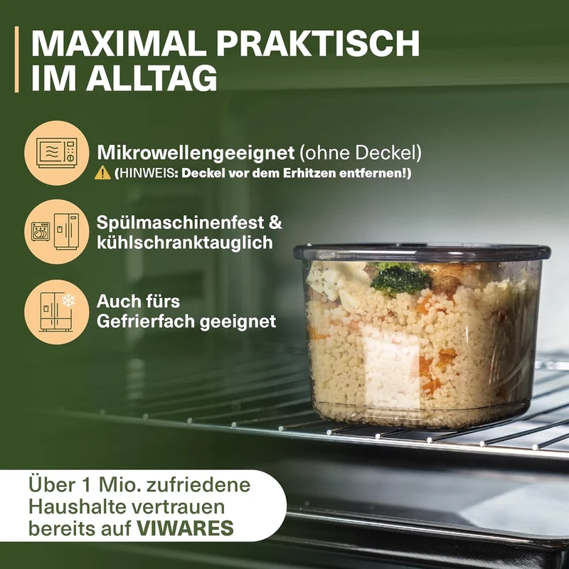 Viwares Vorratsdosen mit Deckel Luftdicht, 6er Vorratsbehälter Set BPA-Frei, Vorratsdose zur Müsli M