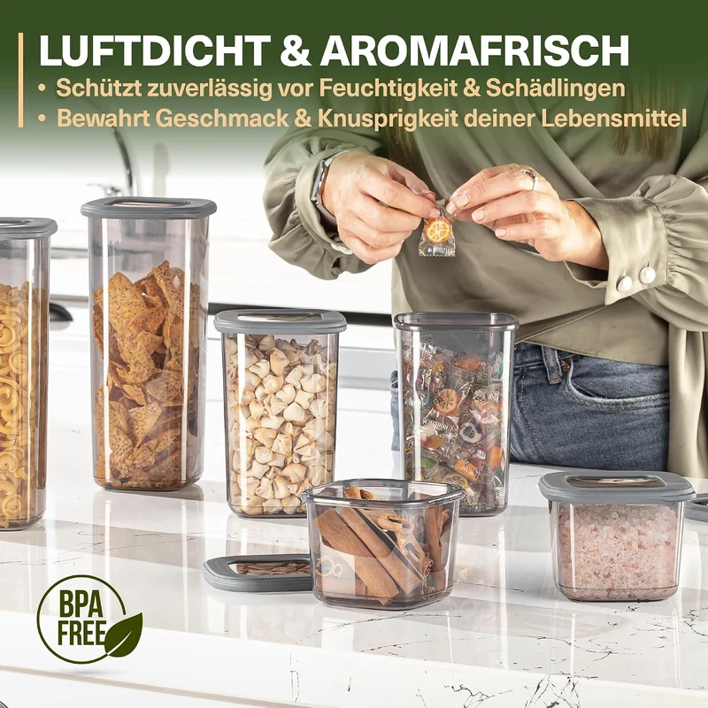 Viwares Vorratsdosen mit Deckel Luftdicht, 6er Vorratsbehälter Set BPA-Frei, Vorratsdose zur Müsli M