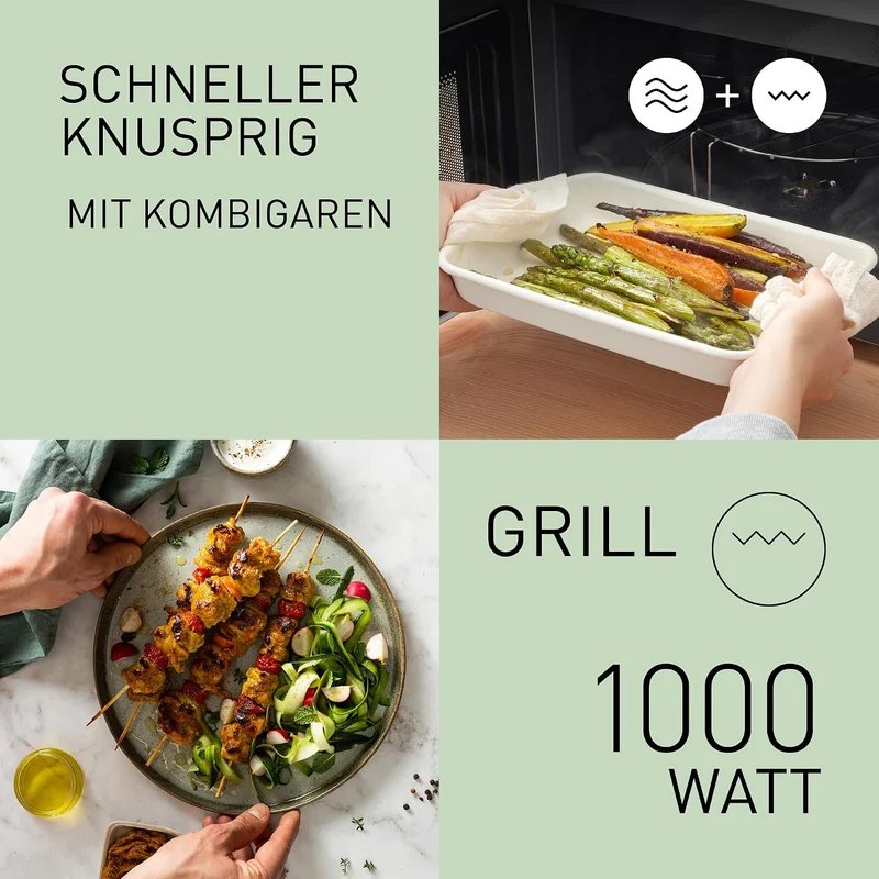 Panasonic NN-GM23QMEPG 20L Grill-Mikrowelle mit Drehteller und Grillrost, 800 W, 1000 W Grill, Aufta