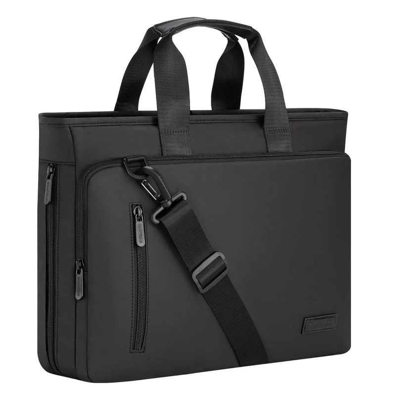 RAINYEAR Erweiterbare Laptop-Aktentasche für 15,6-Zoll-Messenger-Tasche Schwarz 15,6 Zoll, Schwarz 1