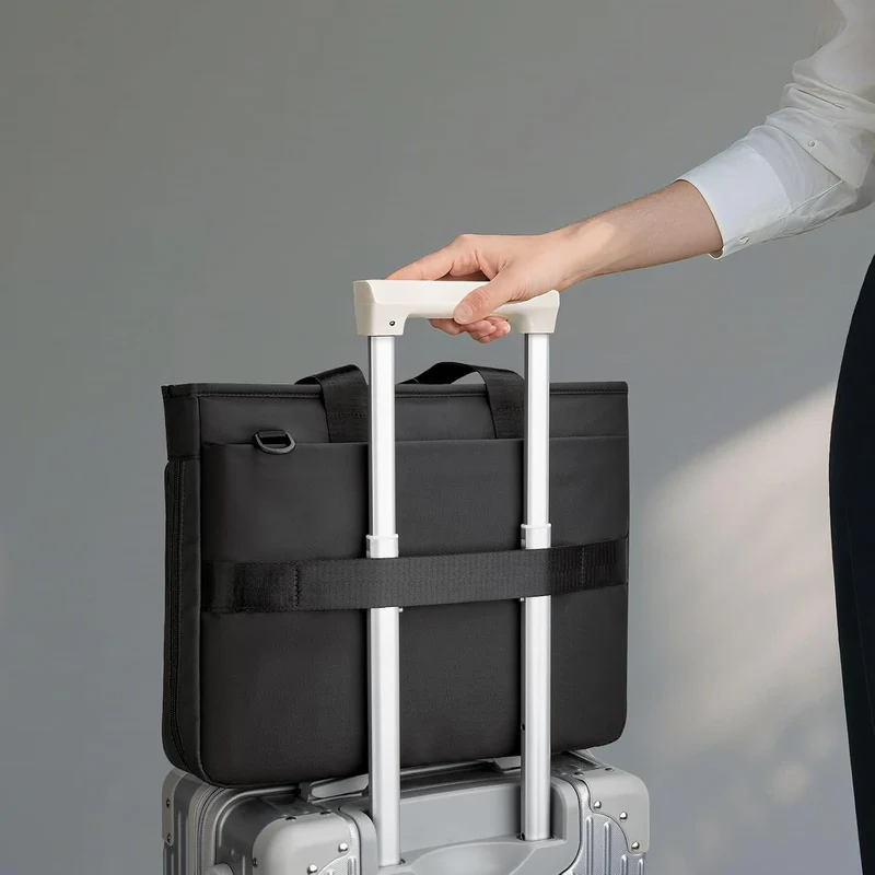 RAINYEAR Erweiterbare Laptop-Aktentasche für 15,6-Zoll-Messenger-Tasche Schwarz 15,6 Zoll, Schwarz 1