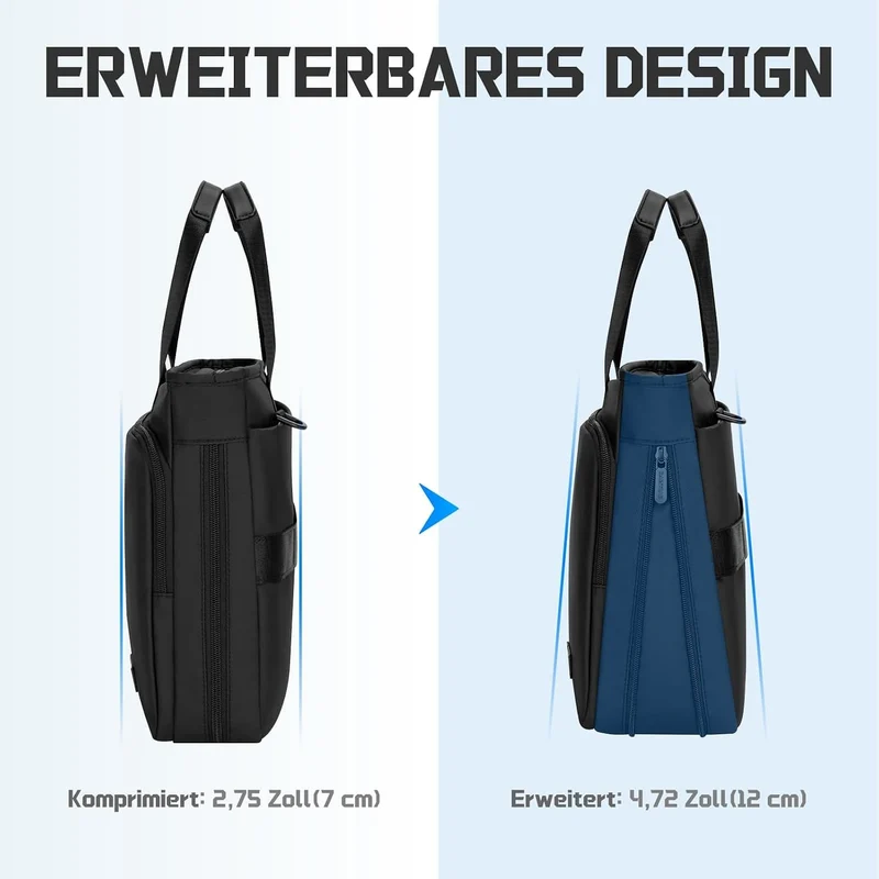 RAINYEAR Erweiterbare Laptop-Aktentasche für 15,6-Zoll-Messenger-Tasche Schwarz 15,6 Zoll, Schwarz 1
