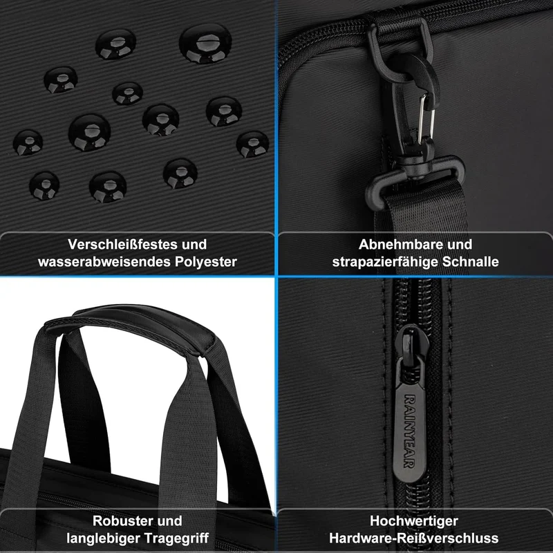 RAINYEAR Erweiterbare Laptop-Aktentasche für 15,6-Zoll-Messenger-Tasche Schwarz 15,6 Zoll, Schwarz 1