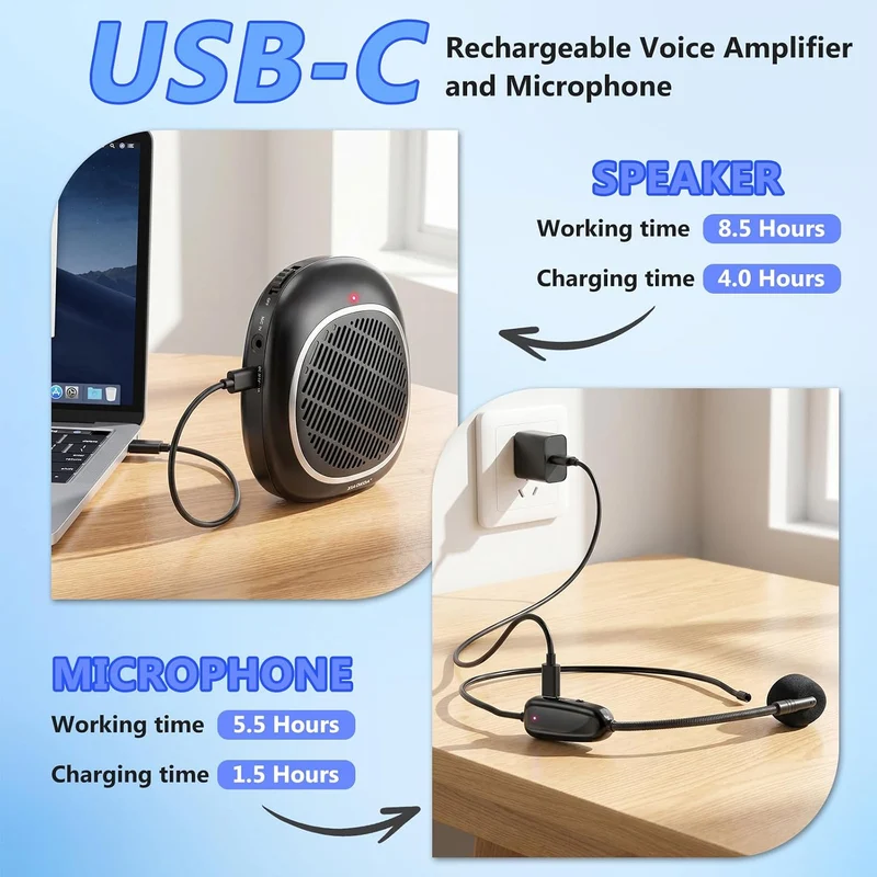 Kabelloses 2,4 GHz Headset Mikrofon mit Stimmverstärker für Lehrkräfte