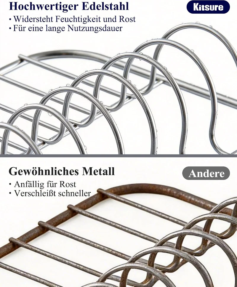 Kitsure Abtropfgestell Geschirr, ausziehbar, Metall, 40,9–67,6 cm Schwarz L, Schwarz L