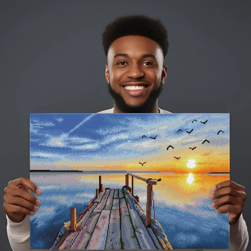 Diamond Dotz DD12-051 Sunset Jetty, ca. 71 x 47 cm gross, Diamond Painting, Malen mit Diamanten, fun