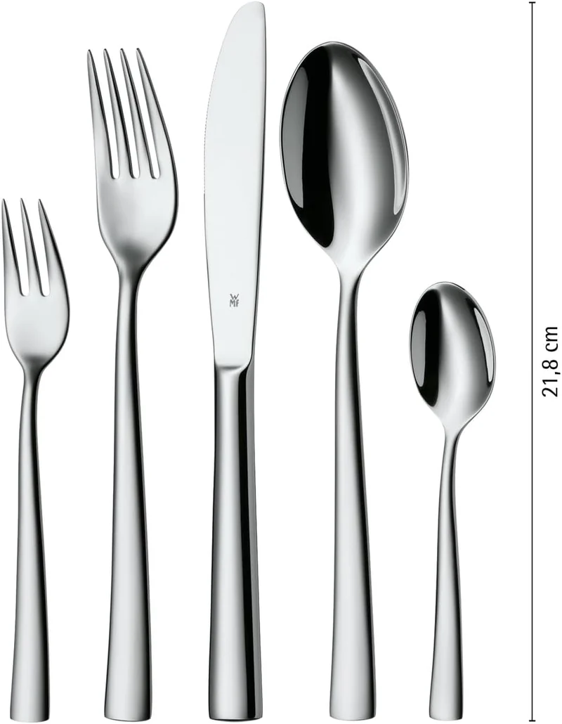 WMF Philadelphia Besteck Set 6 Personen, 30 teilig, Monobloc-Messer, Cromargan Edelstahl poliert, gl