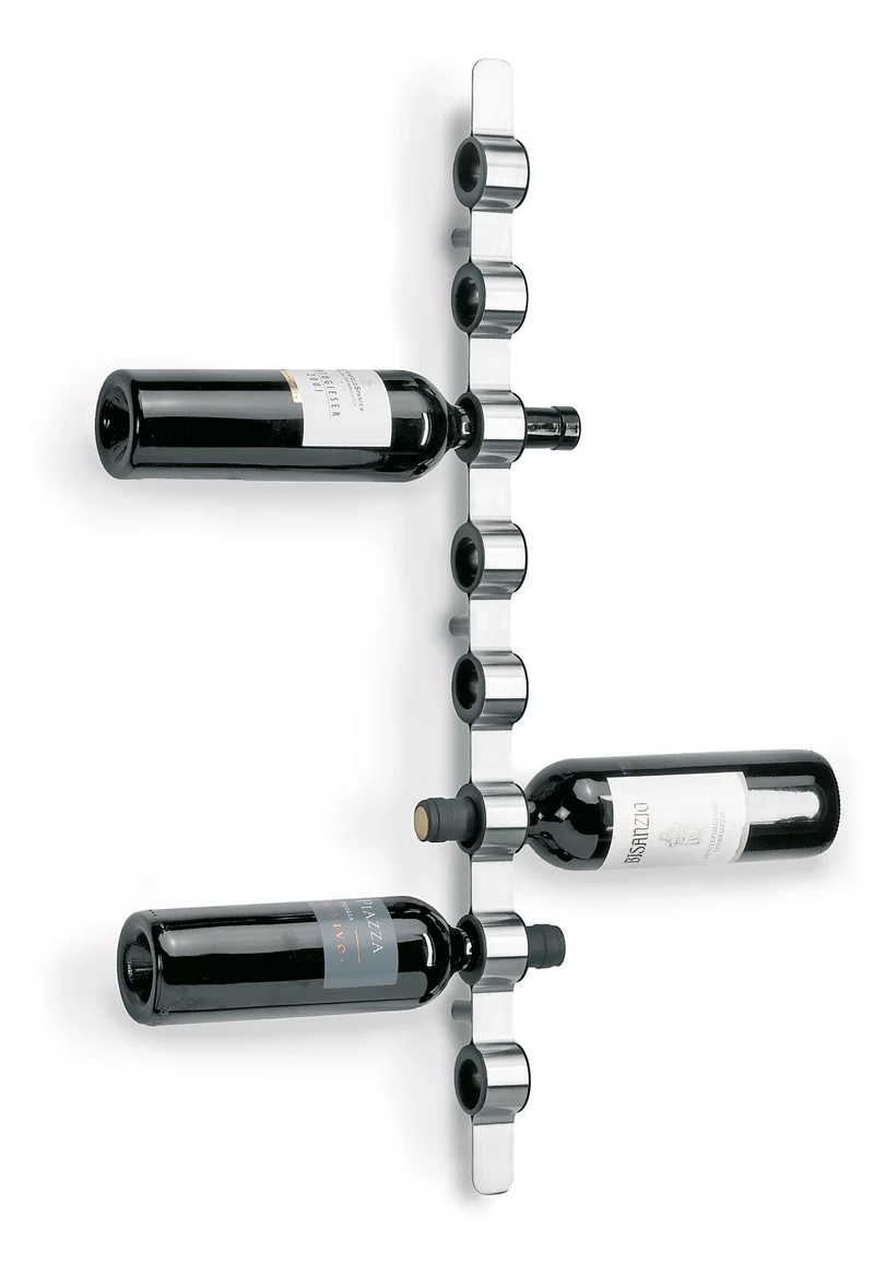blomus -CIOSO- Weinflaschen-Wandhalter in exklusiver Optik, Edelstahl-matt, Platz für 8 Flaschen, au