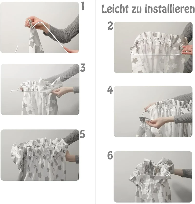 balbina Baldachin 100% Baumwolle, Deko-Set für Kinderbett, Betthimmel mit Rüsche & Schleife, Moskito