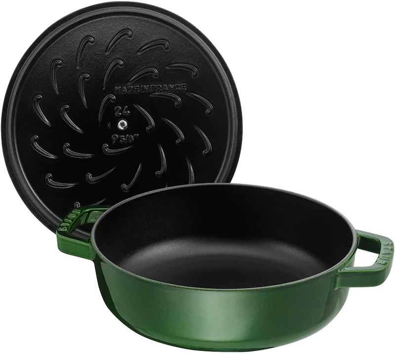 STAUB Gusseisen Bräter, Chistera Tropfenstruktur im Deckel, Rund 28 cm, 3,7 L, Basilikumgrün Basilik