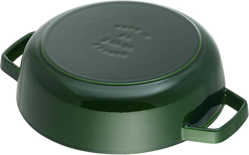 STAUB Gusseisen Bräter, Chistera Tropfenstruktur im Deckel, Rund 28 cm, 3,7 L, Basilikumgrün Basilik