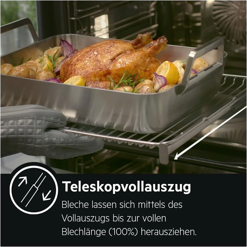 AEG Vollauszug 1-fach TR1LFSTV / Sicherheitsstopp / Edelstahl Single, Single