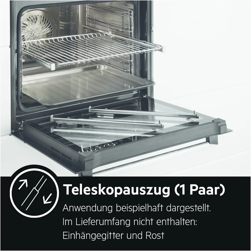 AEG Vollauszug 1-fach TR1LFSTV / Sicherheitsstopp / Edelstahl Single, Single