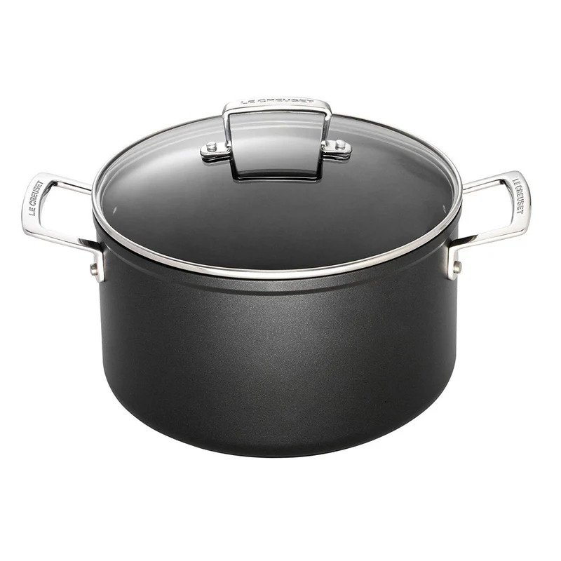 Le Creuset Aluminium-Antihaft Fleischtopf mit Glasdeckel, Ø 24 cm, Für alle Herdarten inkl. Induktio