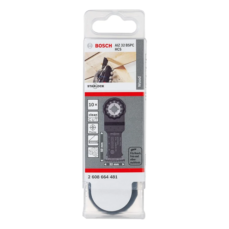 Bosch Professional 10x HCS Tauchsägeblatt AIZ 32 BSPC (für Hartholz, 50 x 32 mm, Zubehör Multifunkti