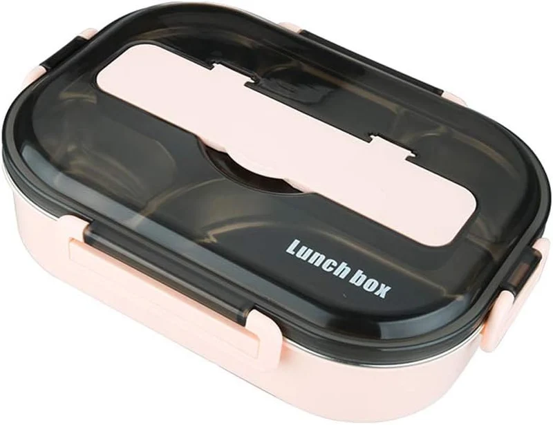 amropi Brotdose aus Edelstahl,Lunchbox mit 2/3/4/5 Fächern,mit Stäbchen und Löffel,Bento Box zum Wan