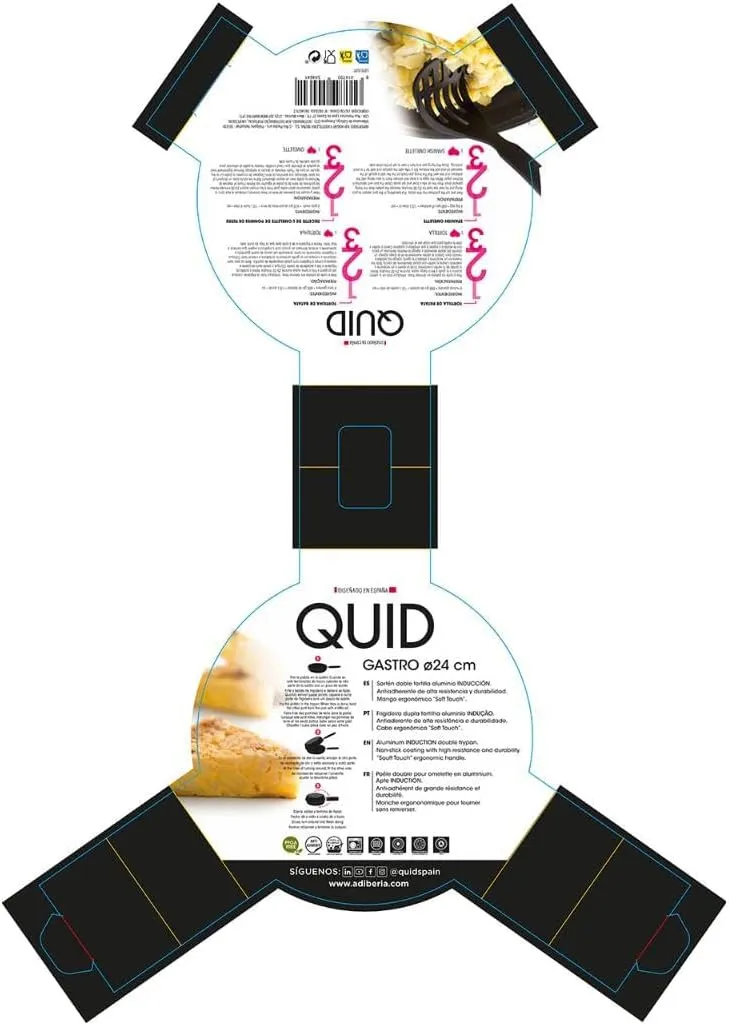 Quid Gastro Fun-Omelette Pfanne, Aluminium, schwarz, 24 cm 43x25x9 cm, 43x25x9 cm