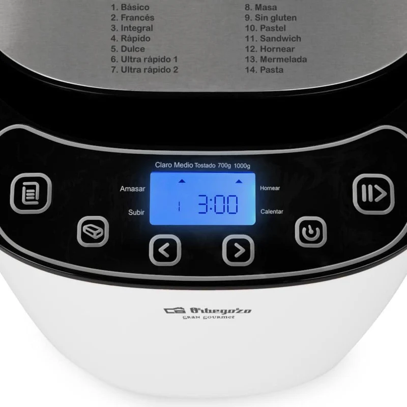 Orbegozo MHP 3500 Automatischer Brotbackautomat / 12 vorkonfigurierte Programme/Timer/LCD-Display/An