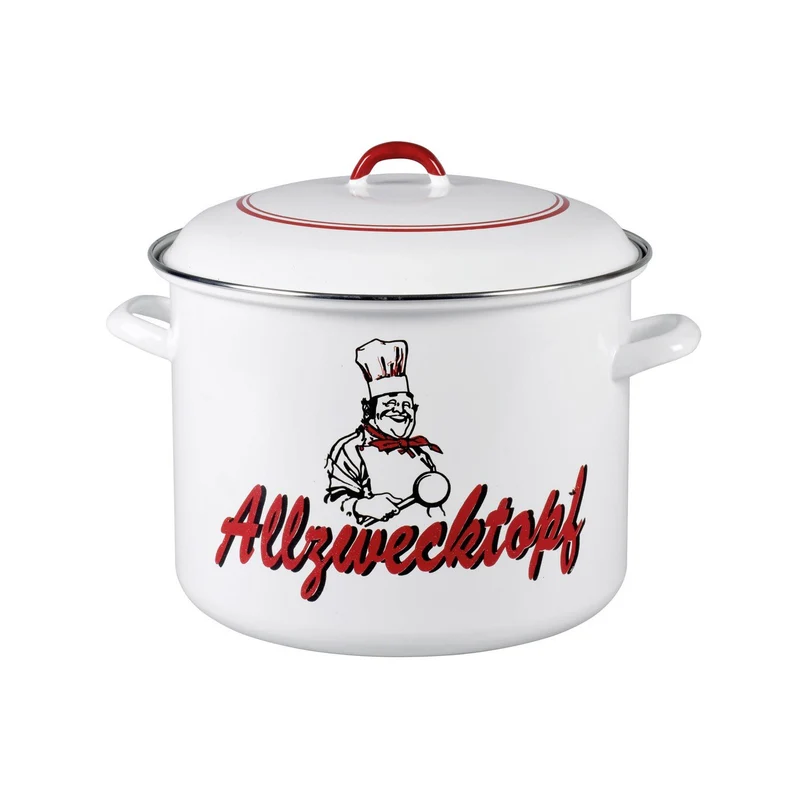 Karl Krüger Kochtopf 28cm, 14 Liter, emailliert, Emaille, weiss, 28 cm, Weiss