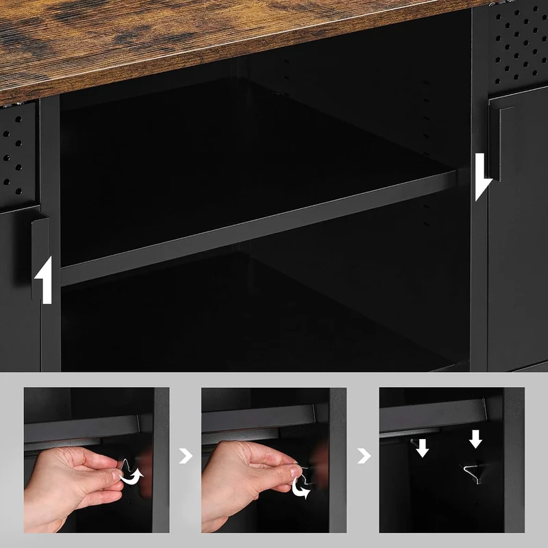 SONGMICS TV-Schrank, Lowboard für Fernseher bis zu 55 Zoll, mit Türen Vintagebraun + Mattschwarz, Vi
