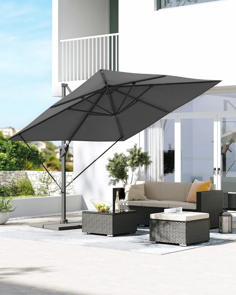 SONGMICS Sonnenschirm 300 x 300 cm, Ampelschirm, UV-Schutz UPF 50+