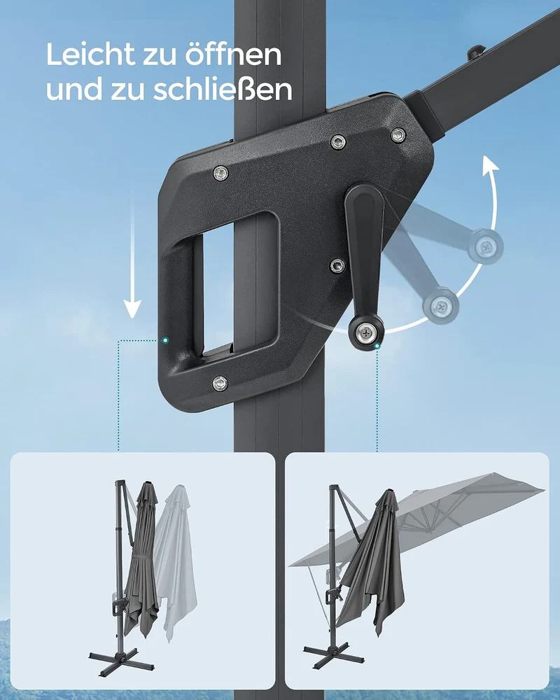 SONGMICS Sonnenschirm 300 x 300 cm, Ampelschirm, UV-Schutz UPF 50+