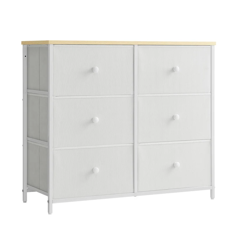 SONGMICS Kommode, Schrank, 6 Stoffschubladen, Metallgestell, Aufbewahrungsschrank, für Kinderzimmer,