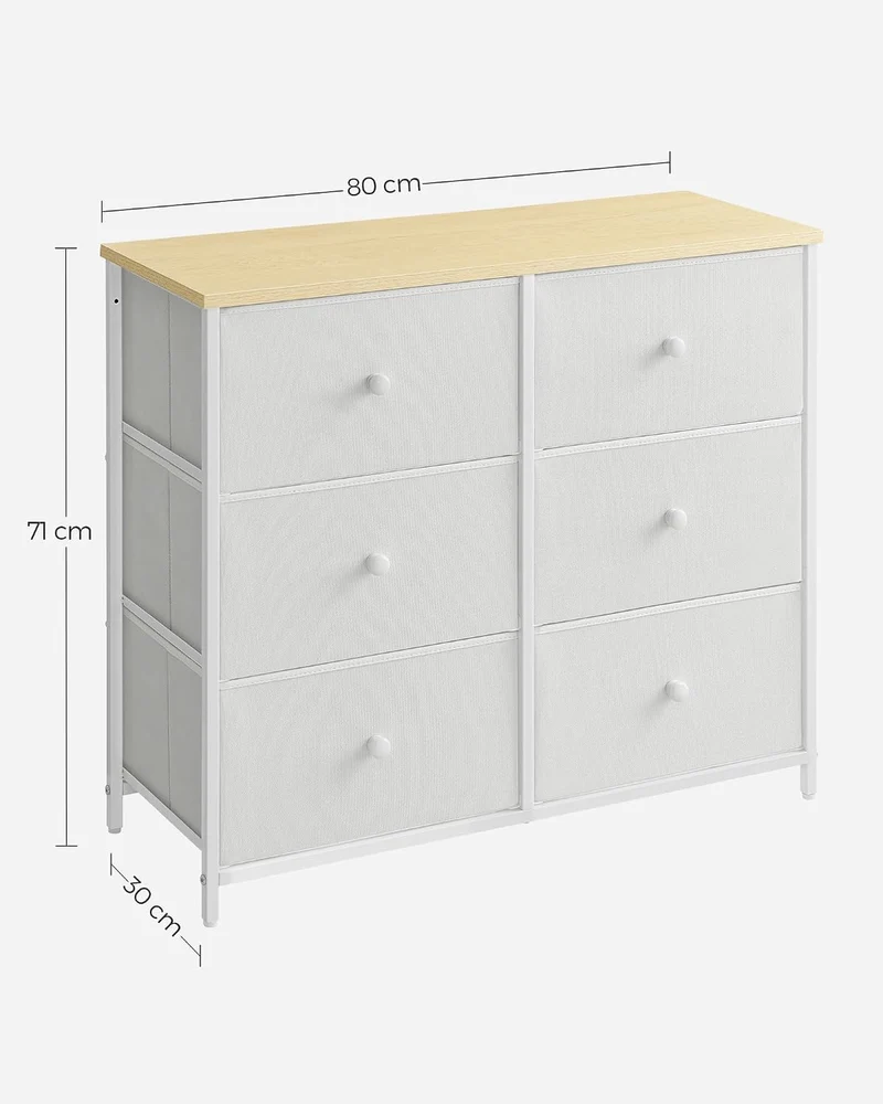 SONGMICS Kommode, Schrank, 6 Stoffschubladen, Metallgestell, Aufbewahrungsschrank, für Kinderzimmer,